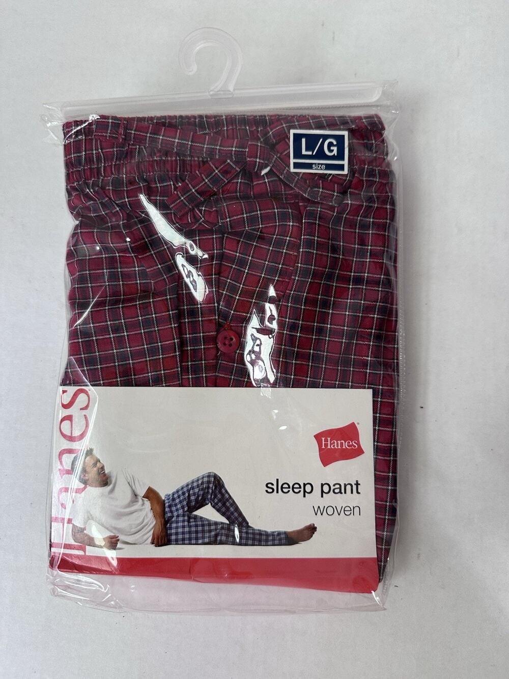 Hanes Men’s Pajama Plaid Pants Woven Size L